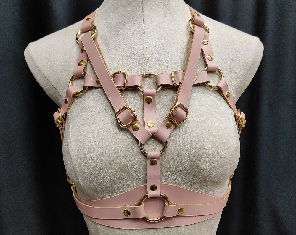 Custom Leather Bra Harness , Different Color and Hardware Options.