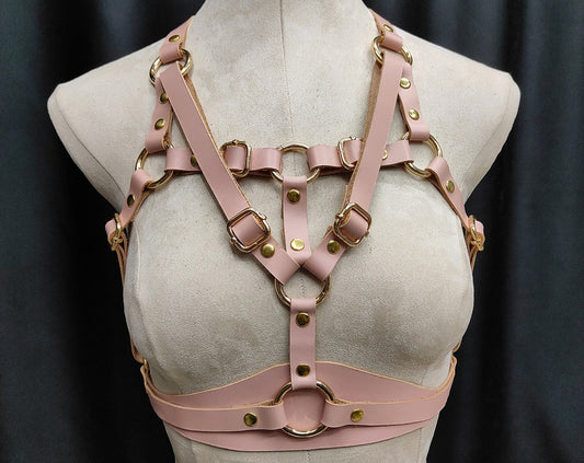 Custom Leather Bra Harness , Different Color and Hardware Options.